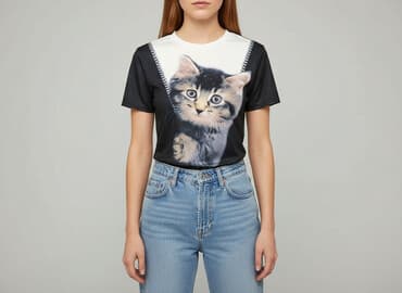 koszulki z kotami damskie: T-shirt damski, rozmiar S — 1