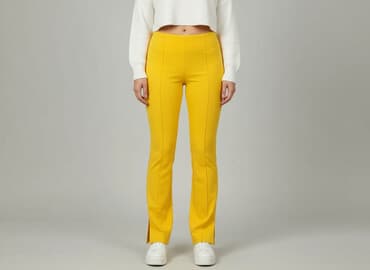 brązowe szerokie spodnie bershka: Bershka, Spodnie materiałowe damskie, rozmiar L — 6