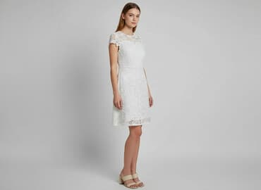 sukienka midi na wesele koronka: Sukienka damska, rozmiar S — 5