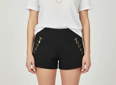 krótkie spodenki skórzane damskie: Szorty damskie, rozmiar S — 5