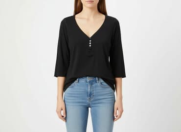 czarne bluzki dekolt v: Bluzka damska, rozmiar S — 6