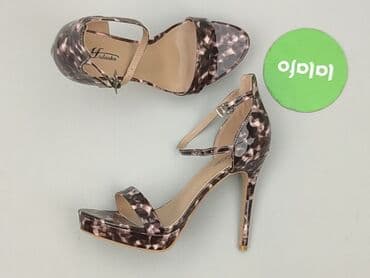 ccc srebrne sandały na obcasie: Sandały damskie, rozmiar 39 — 4