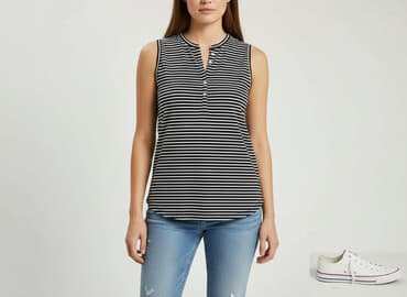 koszulka pod marynarkę damska: Primark, T-shirt damski, rozmiar S — 7