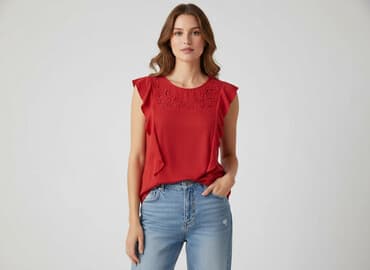 piękne czerwone sukienki na wesele: Bluzka damska, rozmiar L — 5