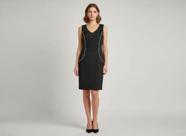 sukienka biała z czarnymi wstawkami: Sukienka damska, rozmiar S — 1