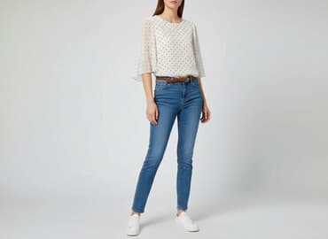 czarne bluzki w biale grochy: Orsay, Bluzka damska, XS — 7