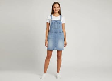 jeansy z asymetrycznym zapieciem: Sukienka damska, rozmiar L — 7