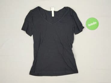 czarne t shirty w serek: H&M, T-shirt damski, rozmiar S — 2
