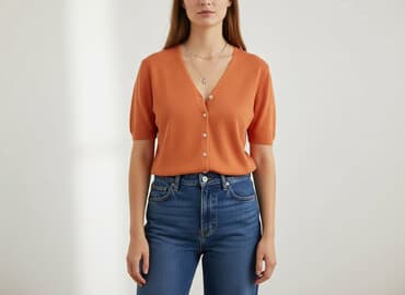 sweter z krótkim rękawem męski: Kardigan damski, rozmiar L — 6