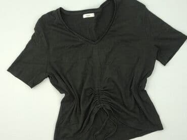 czarne t shirty w serek damskie: Reserved, T-shirt damski, rozmiar M — 1