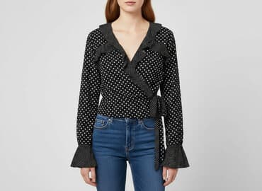 czarne bluzki w biale grochy: H&M, Bluzka damska, rozmiar S — 7