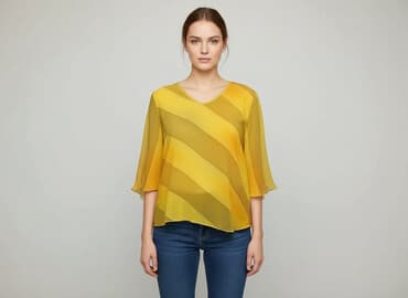 bluzka żółta w czarne paski: Bluzka damska, rozmiar M — 6