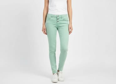 pomarańczowe spodnie hello kitty: Jeansy damskie, rozmiar XS — 7