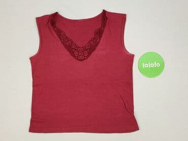 czerwona bluzka z dekoltem v: Bluzka damska, rozmiar S — 3