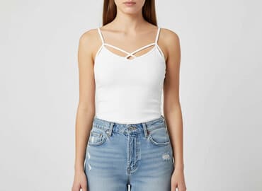 bluzki z dekoltem bershka: Bershka, Top damski, rozmiar S — 6