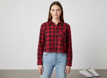 sukienki w czerwoną kratę: Divided, Koszula damska, rozmiar S — 8