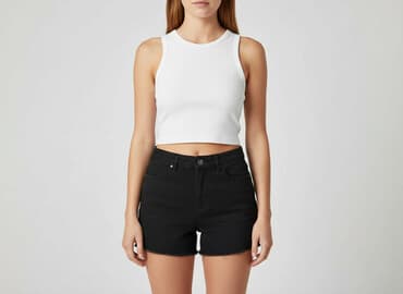 krótkie czarne spodenki z wysokim stanem: Beloved, Szorty damskie, rozmiar L — 6