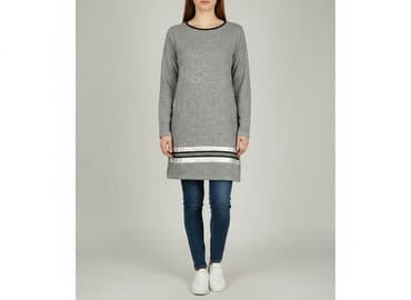 sweter piórkowy na drutach: Tunika damska, rozmiar S — 6