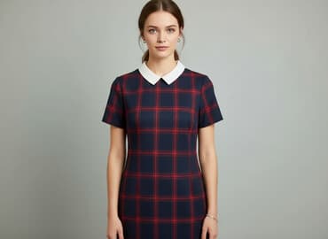 sukienka w kratę czerwona damska: House, Sukienka damska, rozmiar L — 1