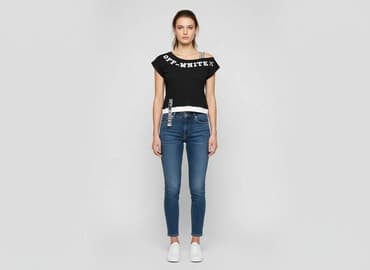 białe t shirty oversize: Off-White, Top damski, rozmiar S — 6