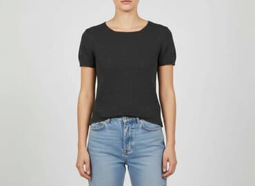 czarne t shirty damskie w serek: Top damski, rozmiar XS — 7