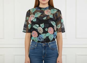 czarne szyfonowa bluzki: Women's blouse, size S — 1