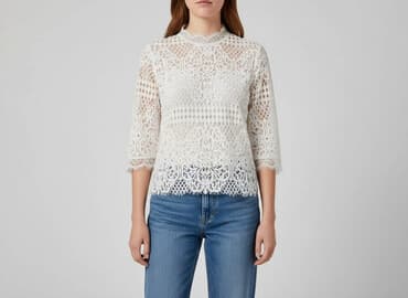 białą bluzka z długim rękawem zara: Zara, Bluzka damska, rozmiar M — 1