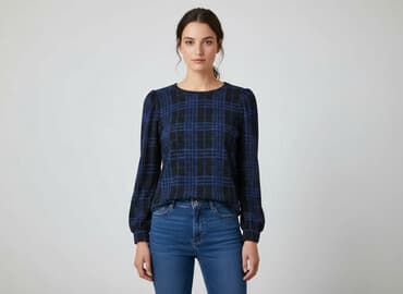 modne bluzki z bufiastymi rękawami: Bluzka damska, M — 6