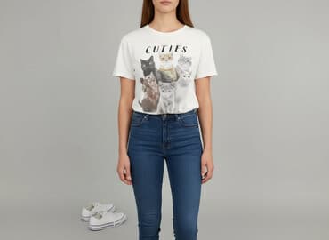 koszulki z kotami damskie: House, T-shirt damski, rozmiar M — 1