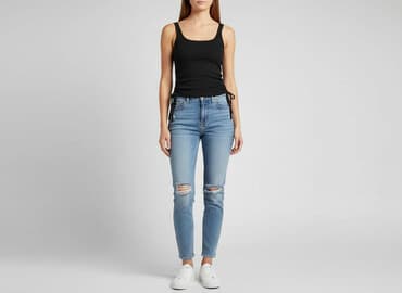 czarne prążkowane bluzki: Even&Odd, Top damski, rozmiar S — 1