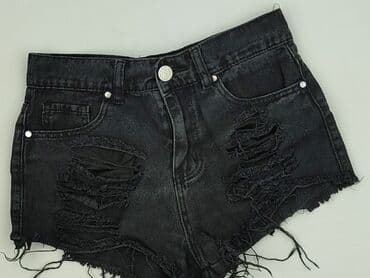 czarne krótkie spodenki z dziurami: Denim, Szorty damskie, rozmiar S — 1