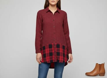 koszula w kratę damska czerwona: Reserved YFL, Koszula damska, rozmiar S — 1