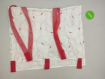 Home Decor: Firanka panelowa z woalu, biała z czerwonym haftem i wstęgami - — 3