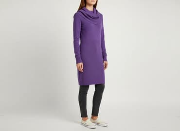 fioletowa sukienka z długim rękawem: Sukienka damska, rozmiar S — 1