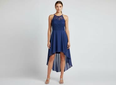 długie sukienki na wesele granatowe: Sukienka damska, rozmiar L — 6