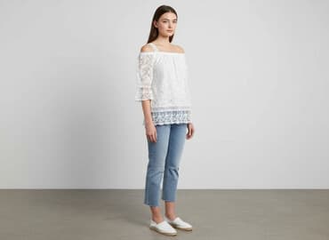 sukienka koronkowa biała boho: Bluzka damska, rozmiar S — 5