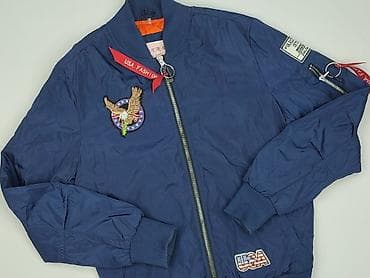 basic apparel kurtki: Męska kurtka bomber MHM - Kolor: granatowy z pomarańczową, pikowaną — 1