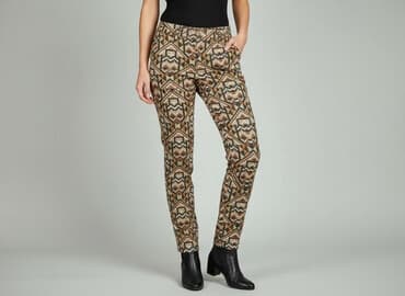 azteckie wzory ubrania: SZACHOWNICA, Spodnie materiałowe damskie, rozmiar 2XS — 1