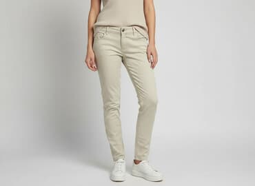 białe buty deichmann: Spodnie materiałowe damskie, rozmiar L — 6