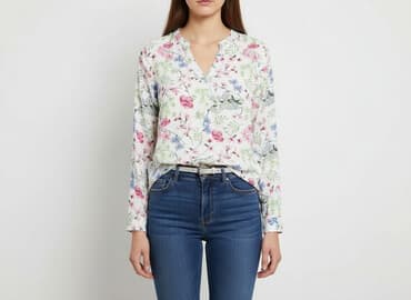 zwiewna bluzki w kwiaty: Bluzka damska, rozmiar S — 7