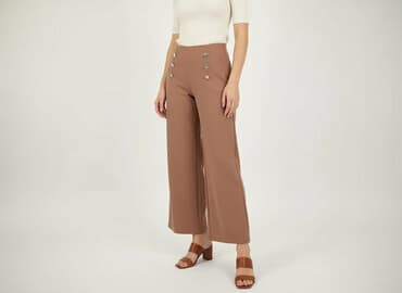 brązowe szerokie spodnie bershka: Spodnie damskie, rozmiar S — 5