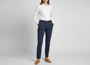 beżowe buty na koturnie ccc: CAMAIEU, Spodnie materiałowe damskie, L — 6