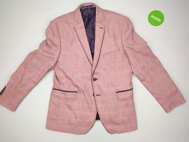 srebrna marynarka do sukienki: Męska marynarka ANTONIO – różowy melanż w delikatną kratę - Rozmiar z — 2