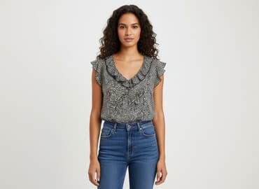 modne bluzki z bufiastymi rękawami: Bluzka damska, rozmiar L — 5