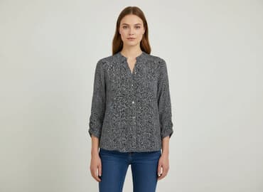 biała bluzka ze stójką damska: Bluzka damska, rozmiar S — 6