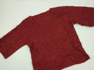 bordowy sweter: Hand Knitted, Sweter damski, rozmiar One size — 1