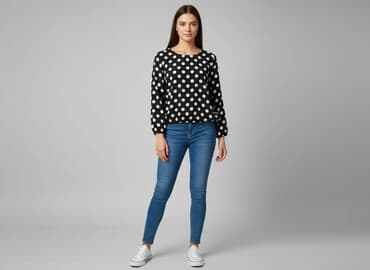 czarne bluzki w biale grochy: Bluzka damska, rozmiar S — 5