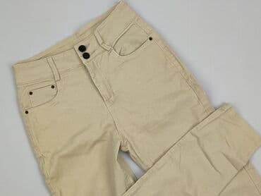 zara spodnie beżowe z wysokim stanem: Material trousers for women, size S — 2