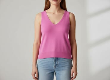 czerwona bluzki z dekoltem v: Top damski, rozmiar S — 1