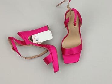 stradivarius pomarańczowe buty na obcasie: Sandały damskie, 37 — 1